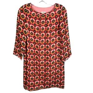 Fossil Silk Print Long Sleeve Dress Shift XS